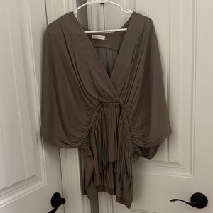 Mustard Seed Taupe Draped Blouse
